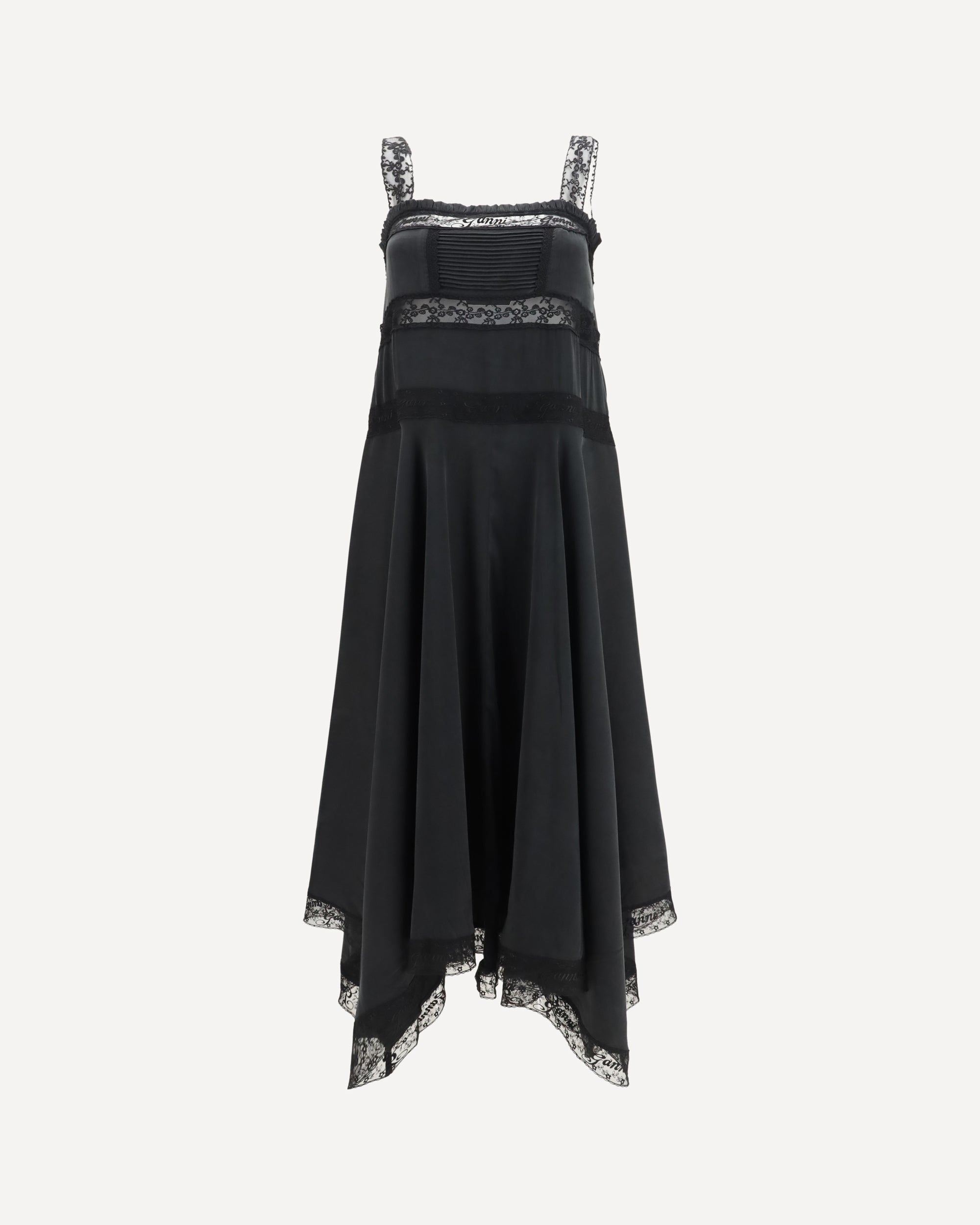 Ganni Silk maxi Dress with lace details