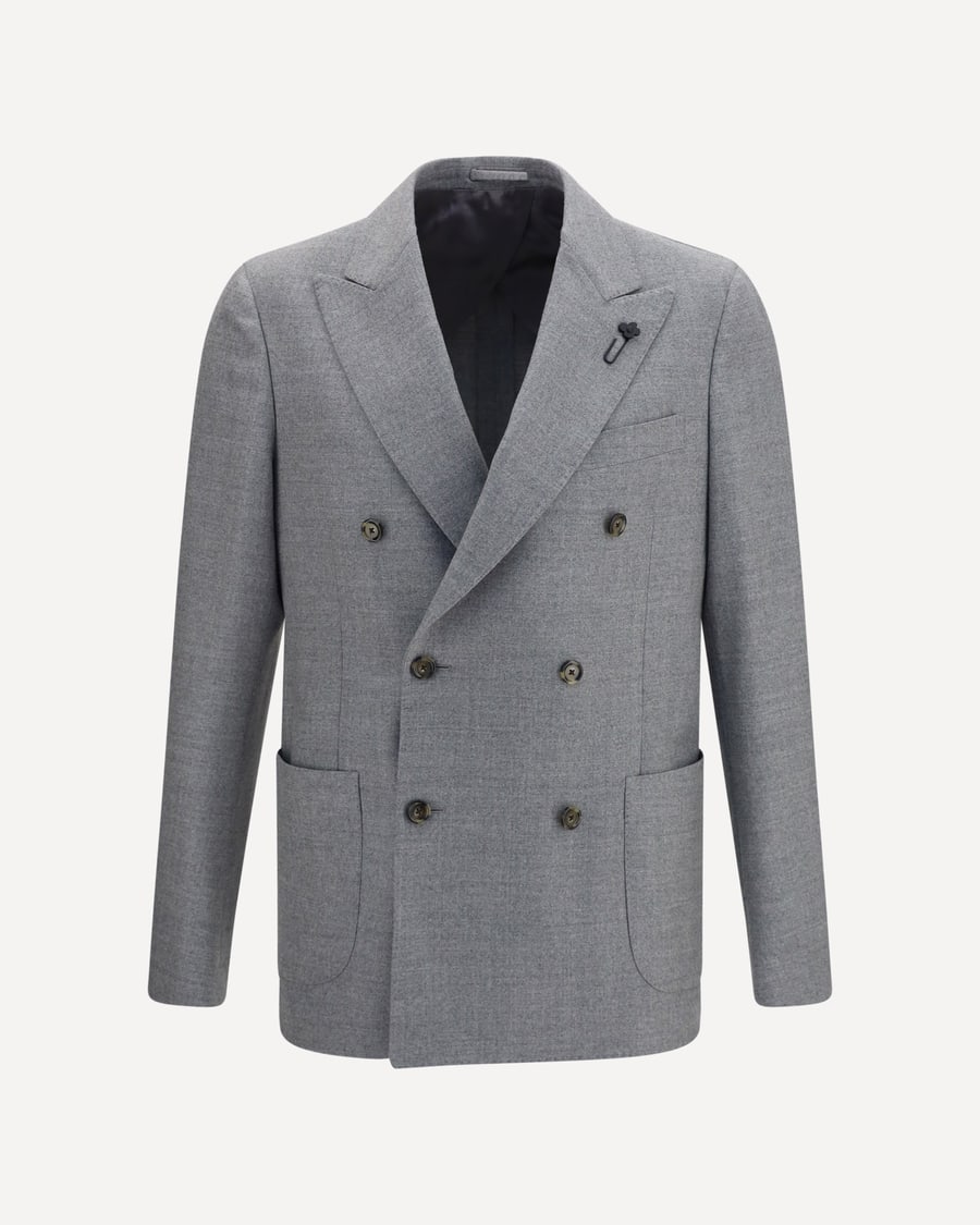 LARDINI Double-breasted wool-blend Jacket, view 3