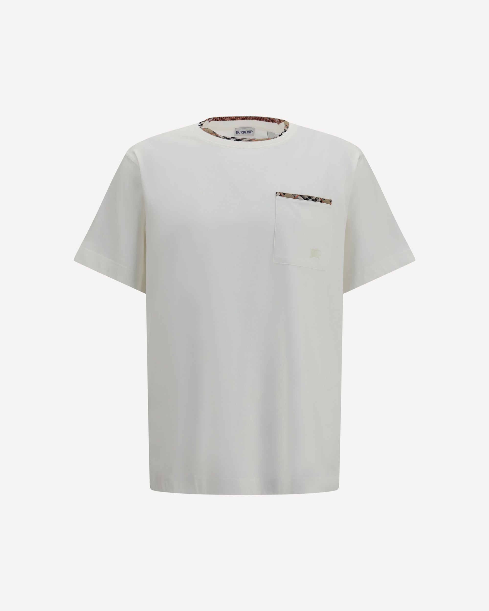 Burberry Cotton T-shirt with Check Trims