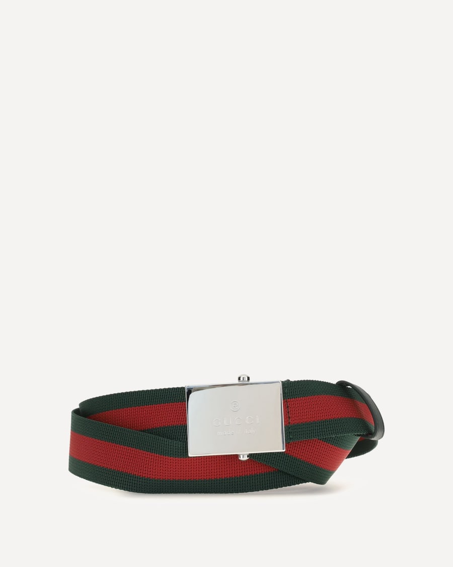 Gucci Web Ribbon Belt with rectangular buckle