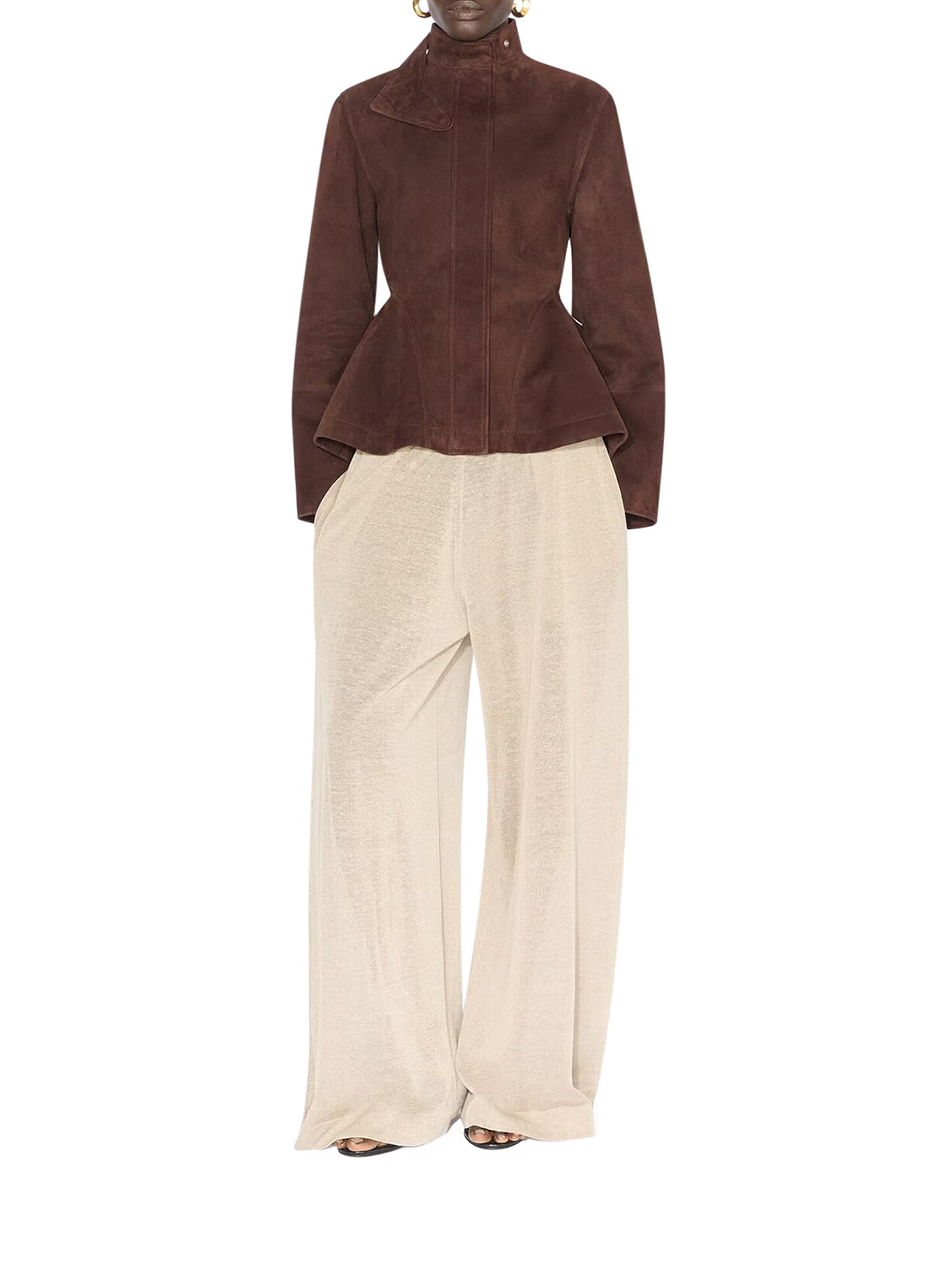 Alaïa PEPLUM JACKET IN SUEDE GOATSKIN, view 2