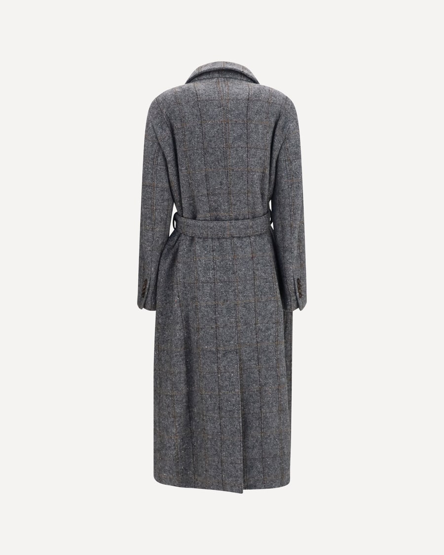 Brunello Cucinelli Long alpaca-blend Coat with belt, view 4