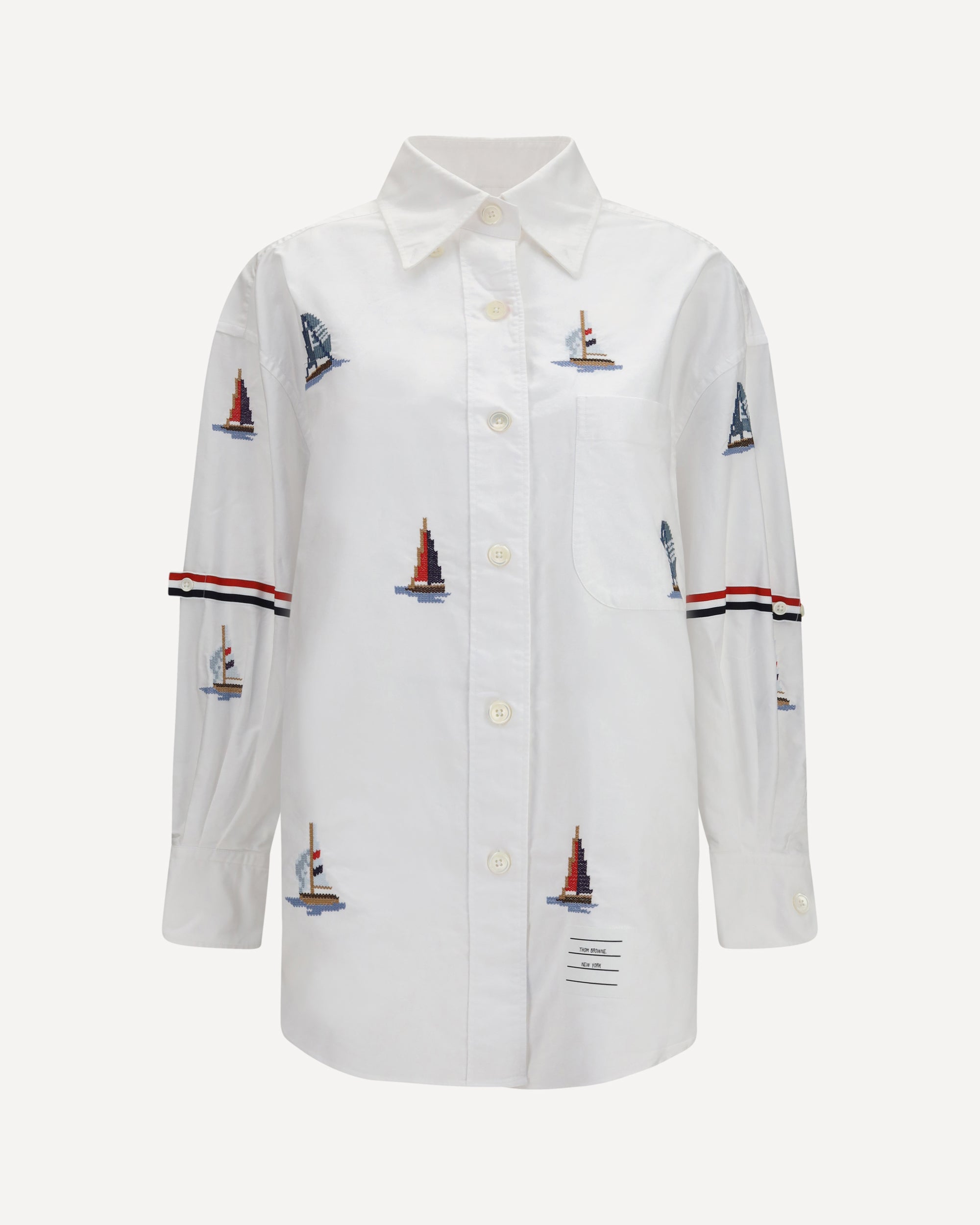 Thom Browne Oversized Sailboat-embroidered Shirt