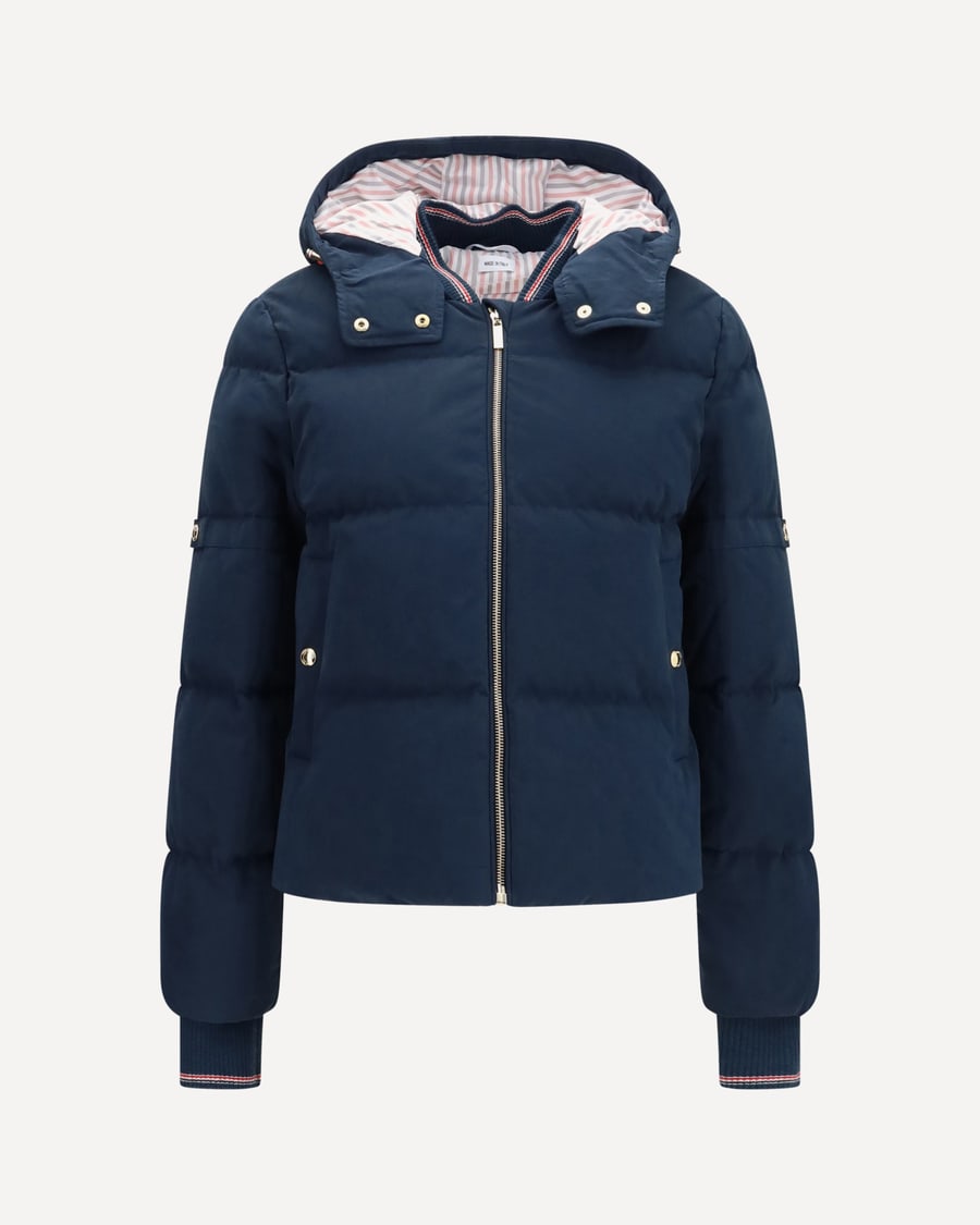 Thom Browne Waxed technical Puffer Jacket with hood, view 3