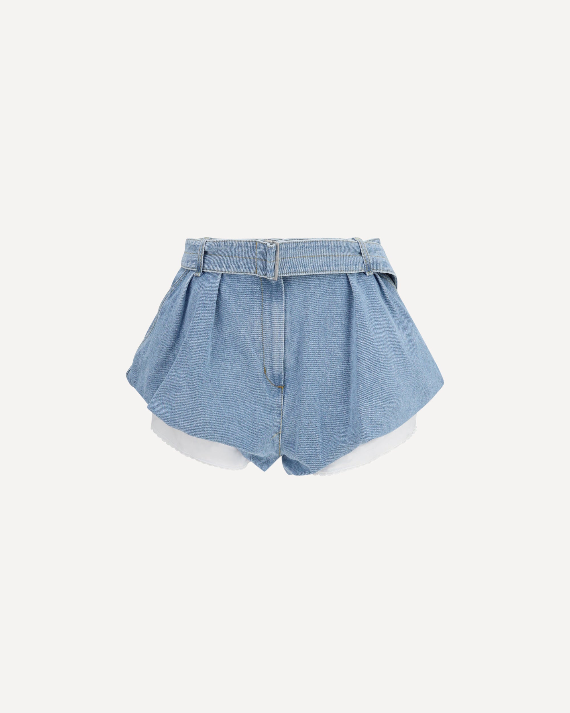 MAGDA BUTRYM Flared denim Shorts with undershorts