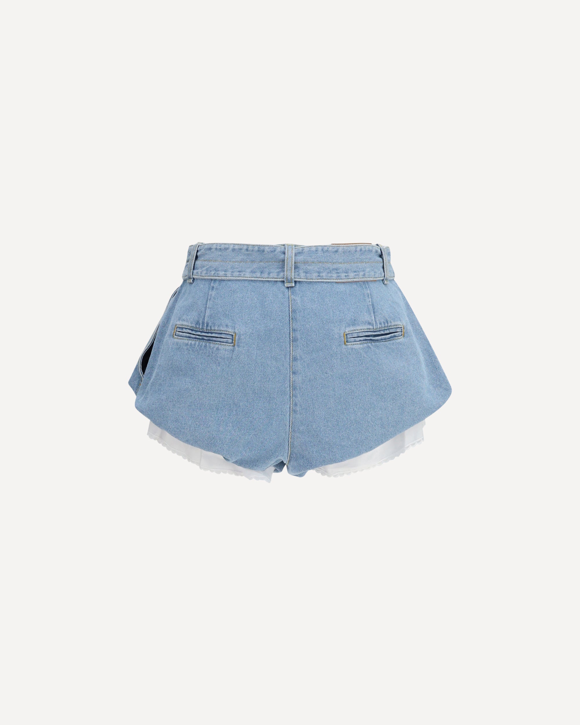 MAGDA BUTRYM Flared denim Shorts with undershorts, view 2