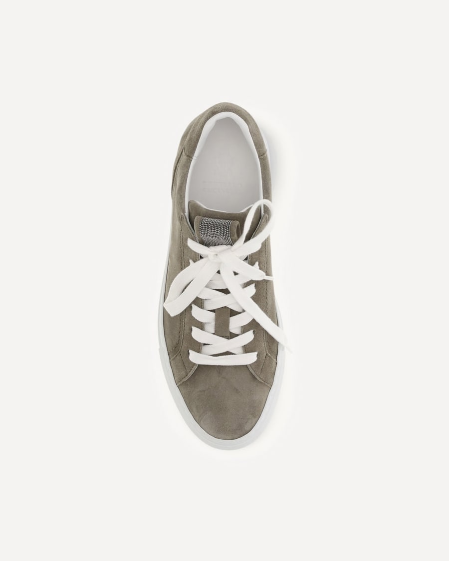 Brunello Cucinelli Suede Sneakers with Precious Loop, view 6