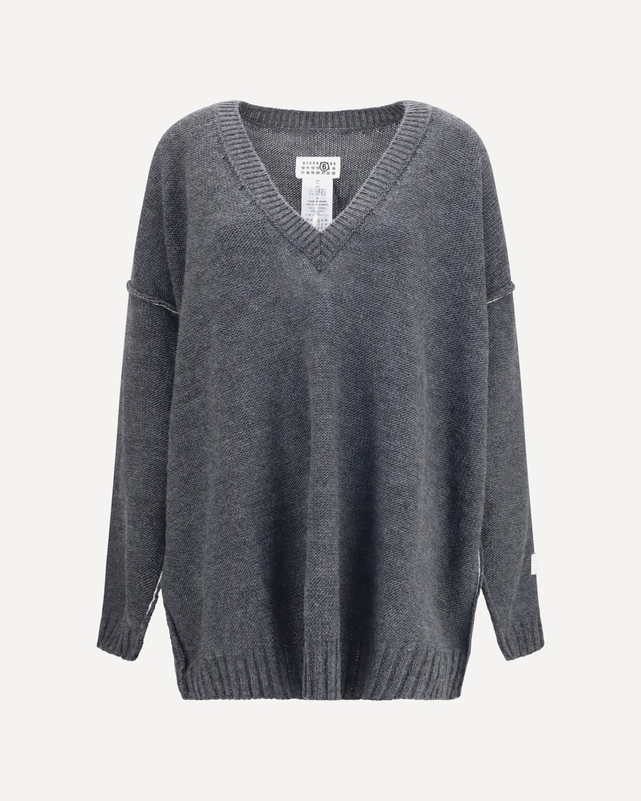 MM6 Oversized V-neck Sweater, view 3
