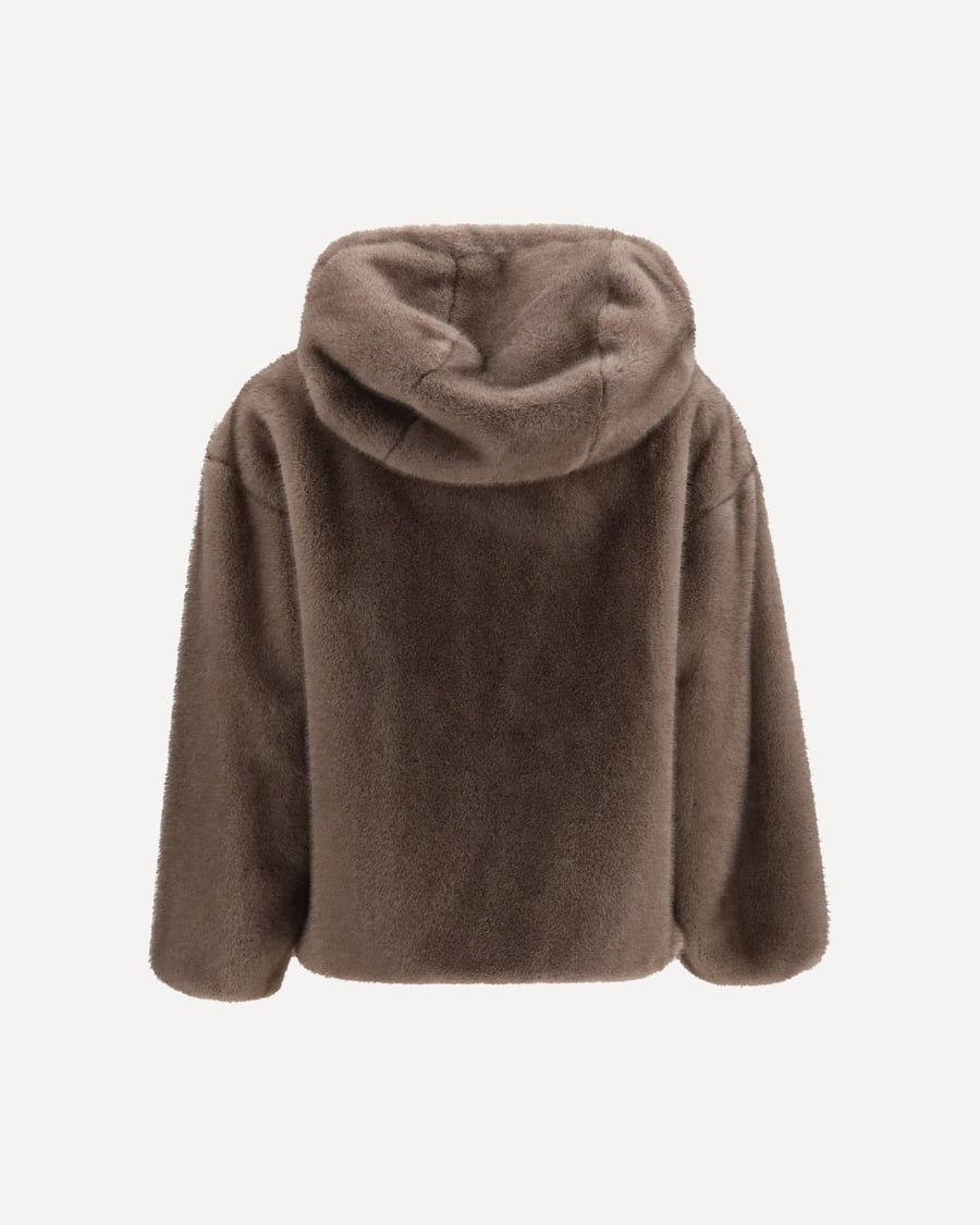 Herno Hooded Jacket in eco-fur, view 2