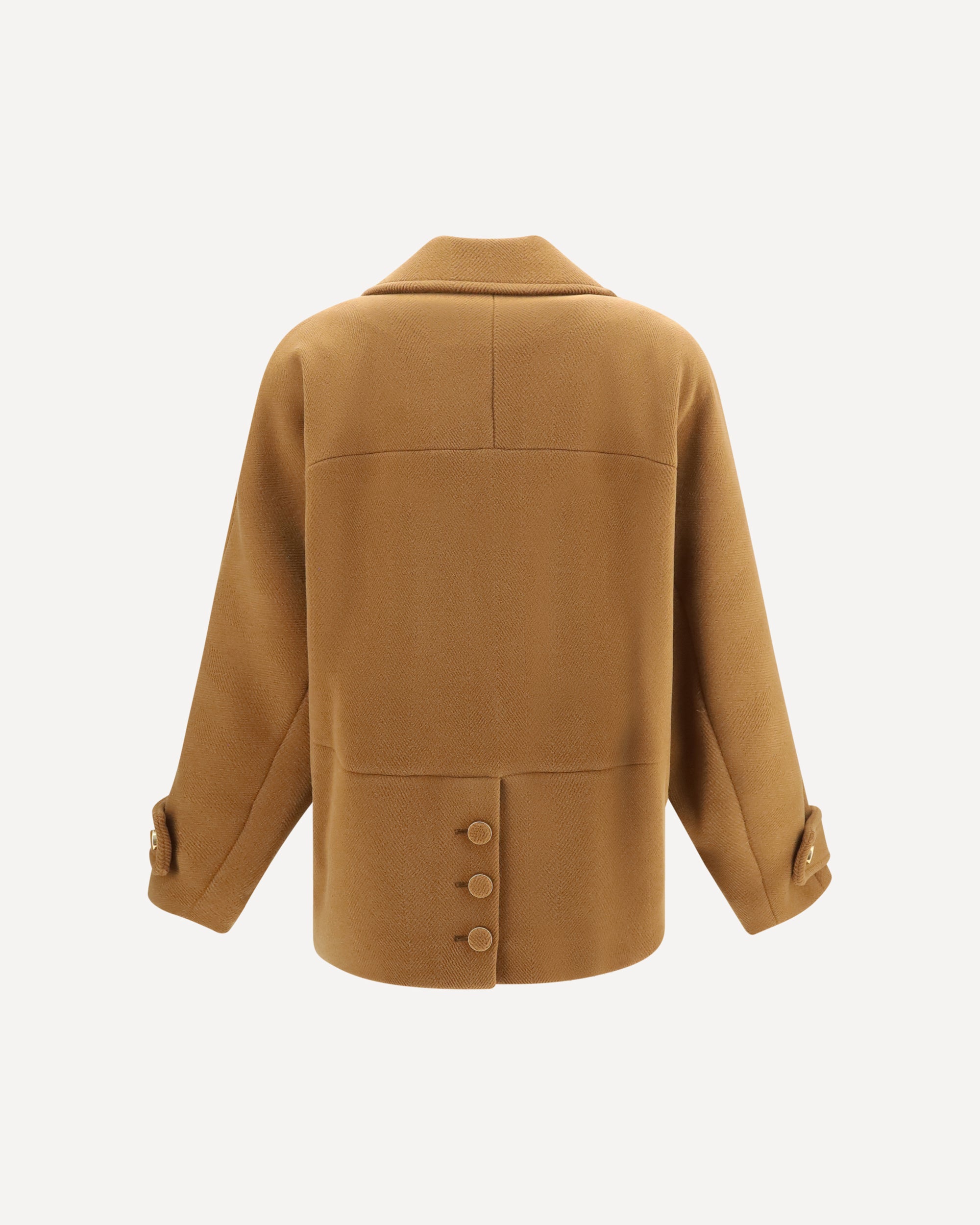 Chloé Double-breasted herringbone wool short Coat, view 2