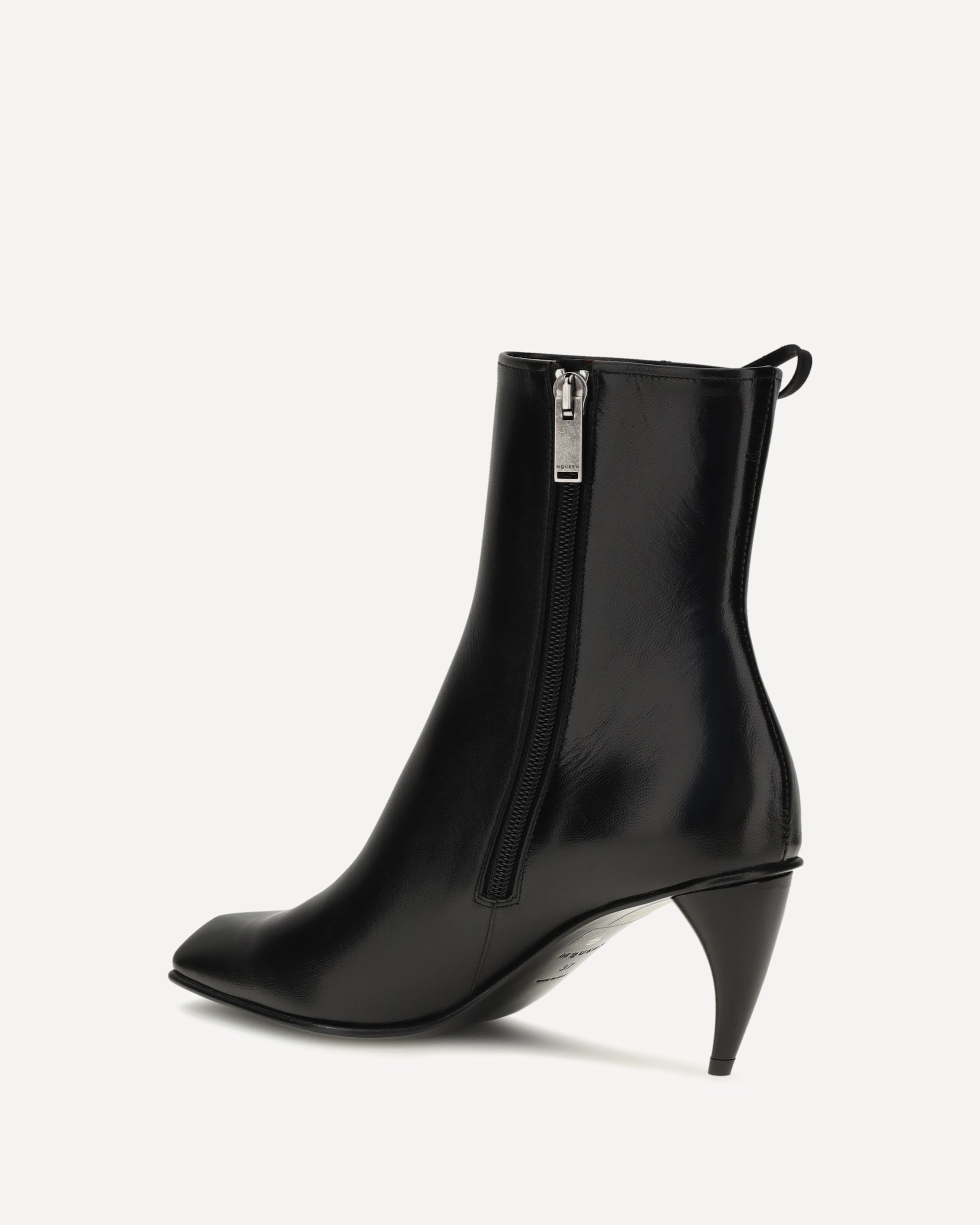 Alexander McQueen Curved-heel Ankle Boots with side lacing, view 2