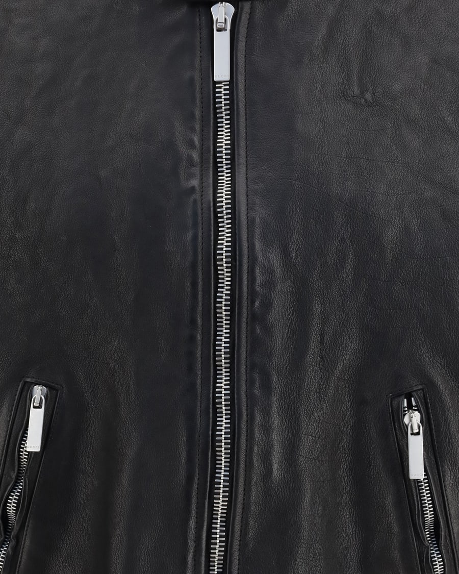 Gucci Buffalo leather Bomber with Web trim, view 5