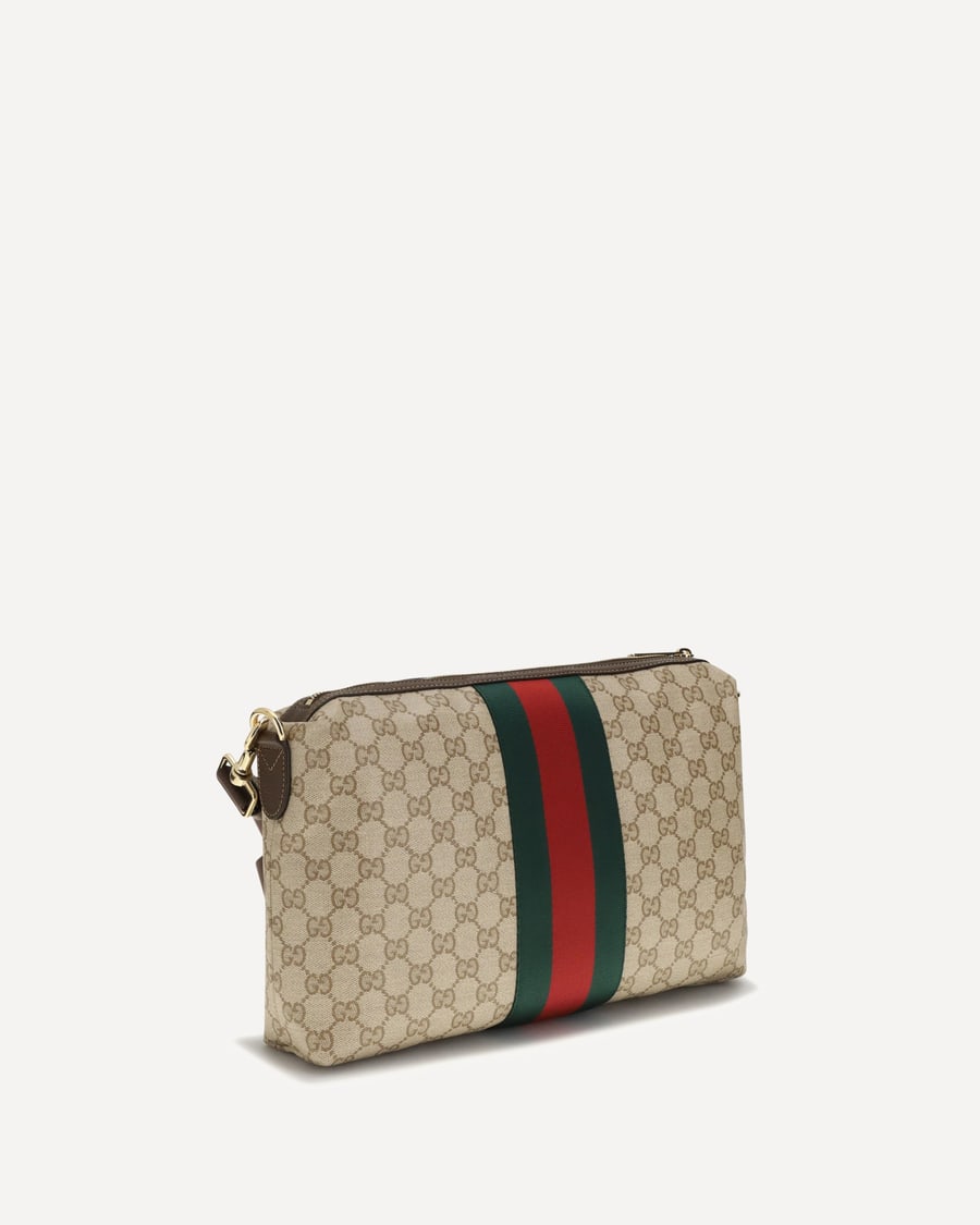 Gucci Medium GG Shoulder Bag with Web stripe, view 2