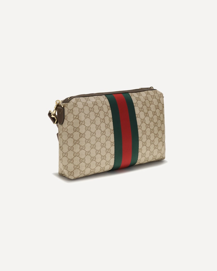 Gucci Medium GG Shoulder Bag with Web stripe, view 5