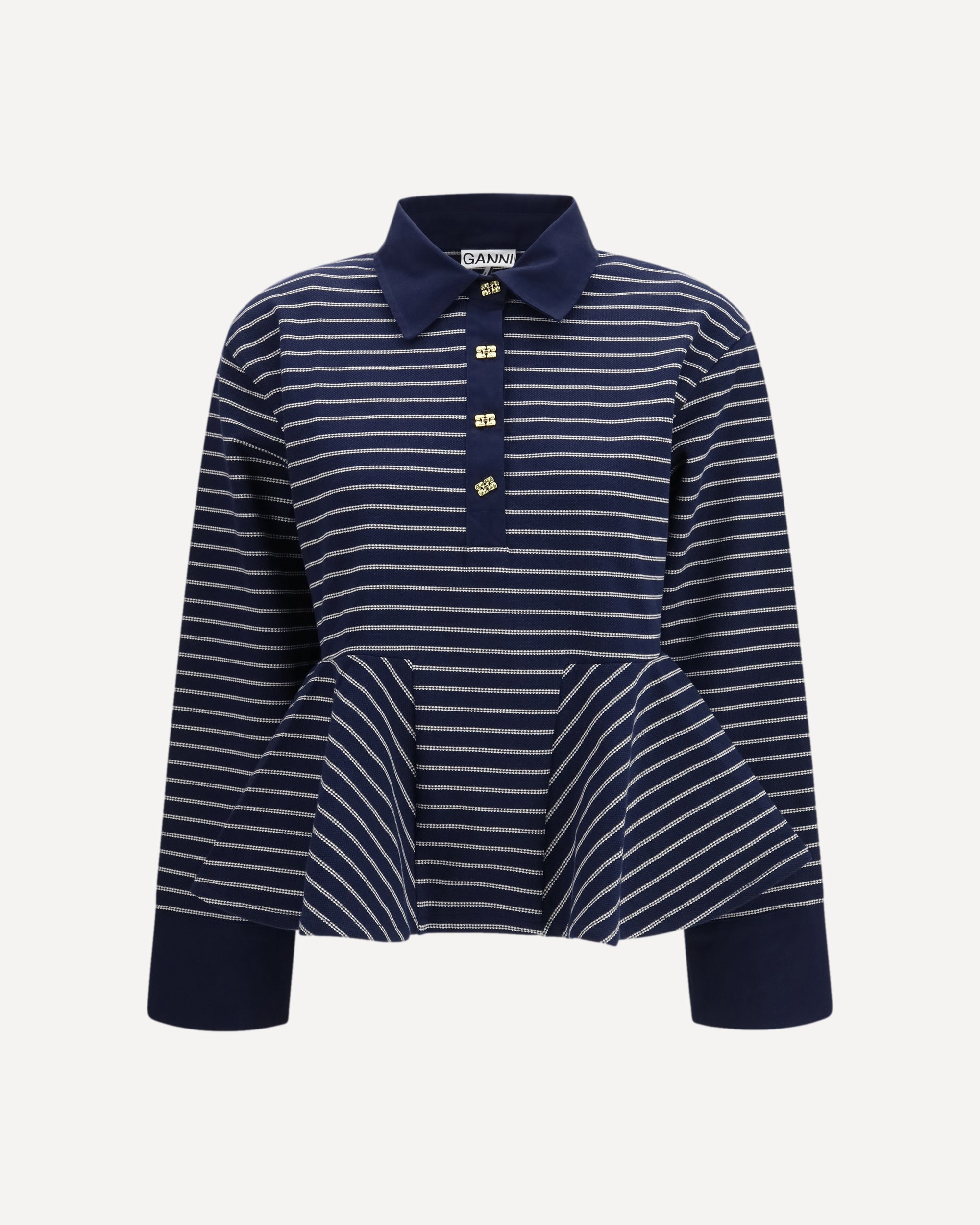 Ganni Striped Polo Shirt