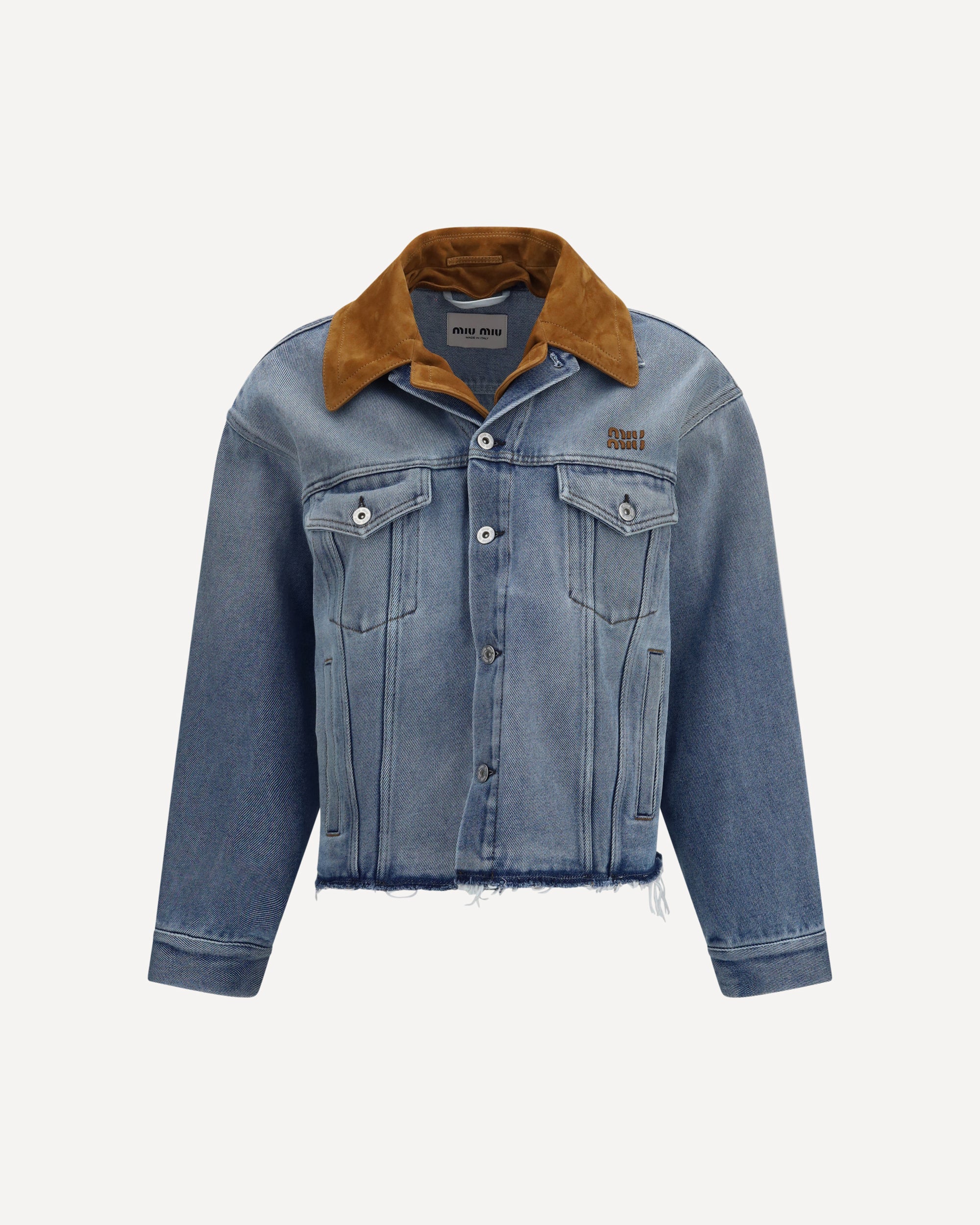 Miu Miu Washed denim and suede Jacket