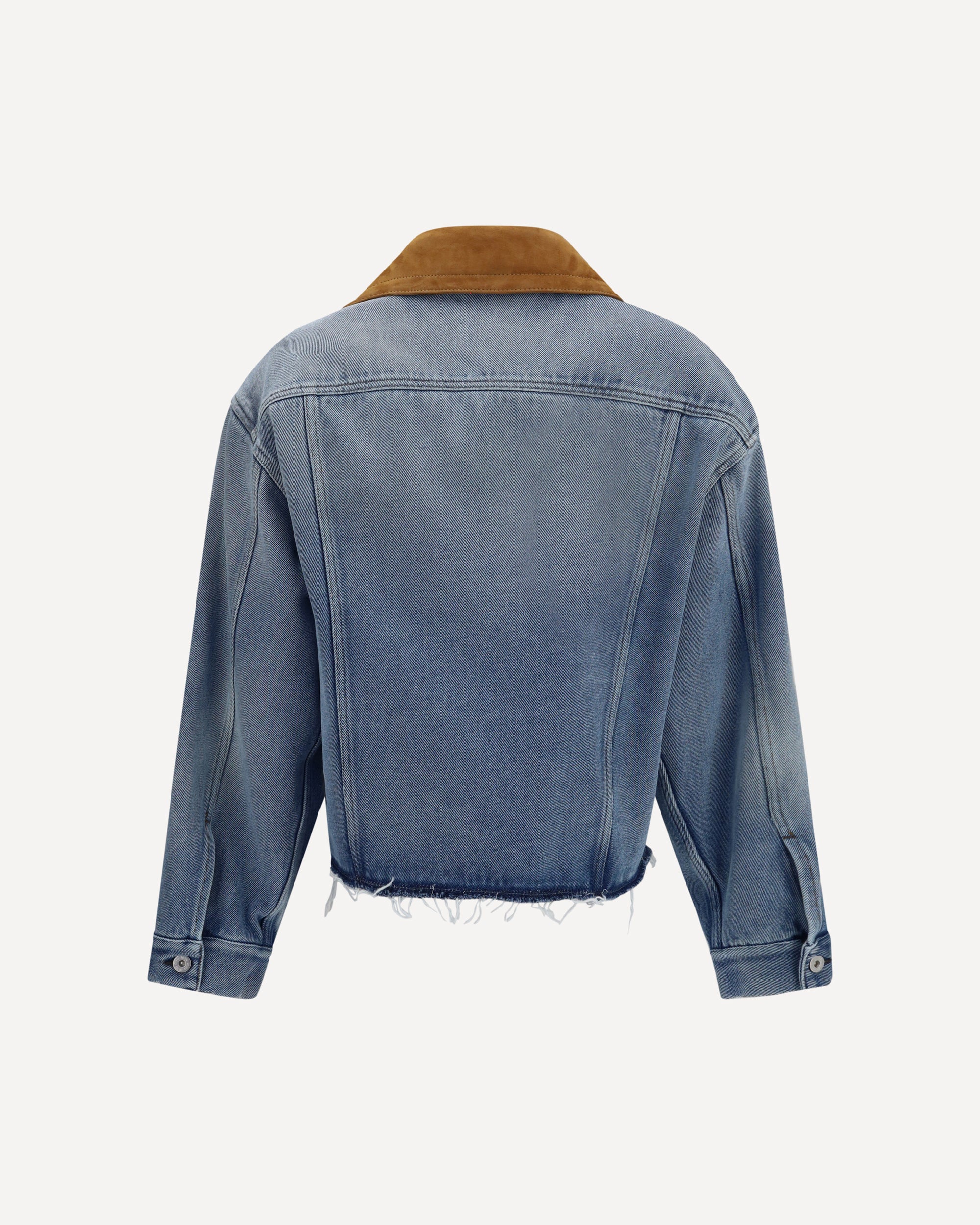 Miu Miu Washed denim and suede Jacket, view 2