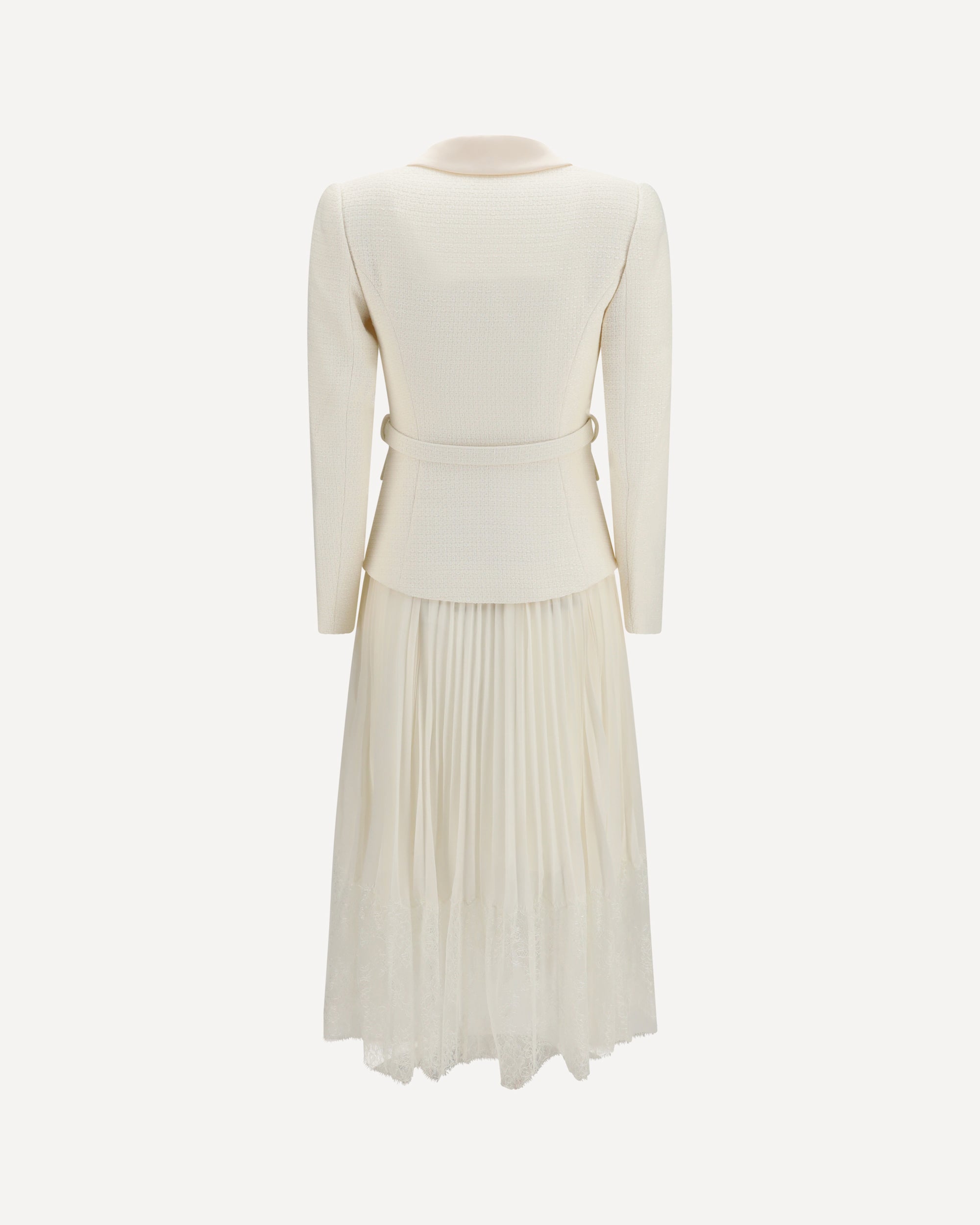 self-portrait Bouclé midi Dress with shawl collar, view 2