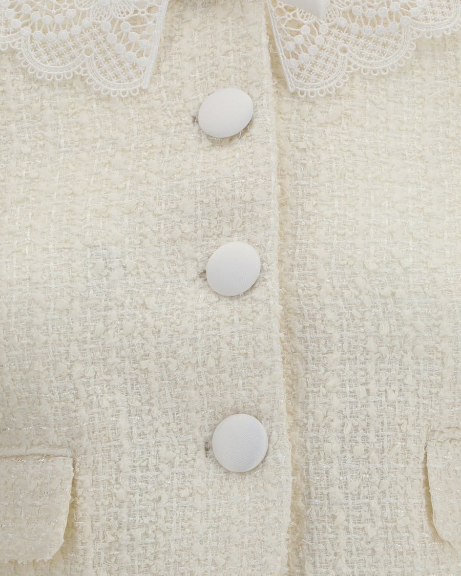 self-portrait Bouclé Jacket with lace collar, view 5