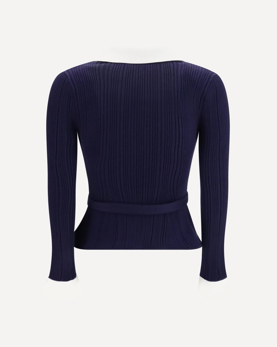 self-portrait Ribbed Cardigan, view 2