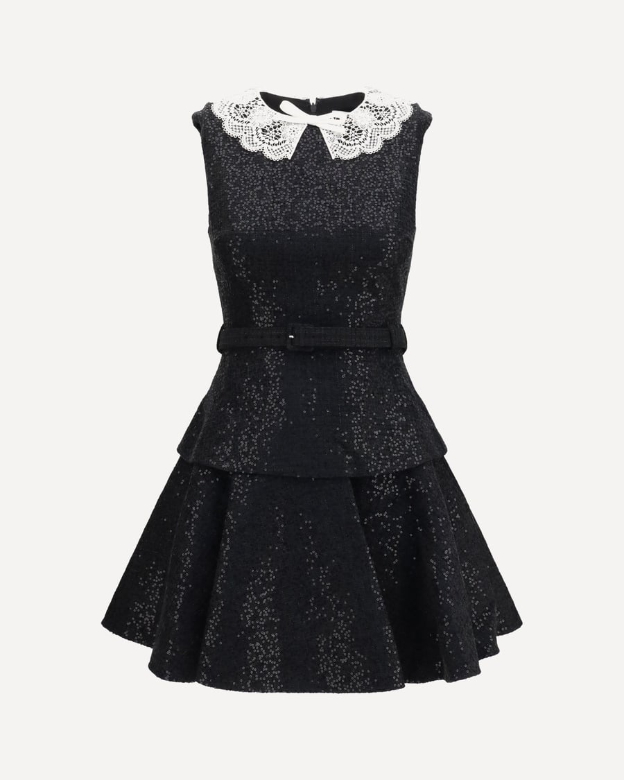 self-portrait Sequin bouclé Dress, view 3