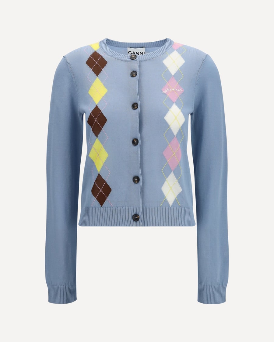 Ganni Diamond-pattern Cardigan, view 3