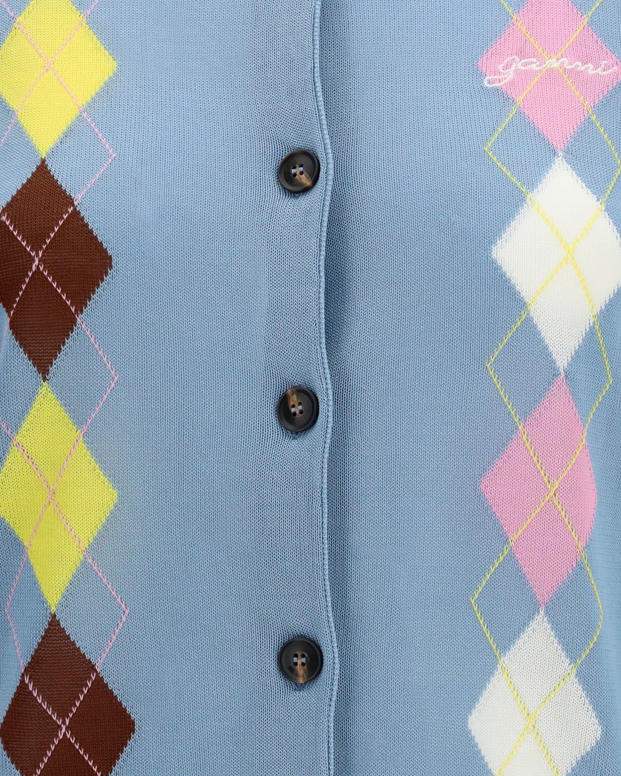 Ganni Diamond-pattern Cardigan, view 5