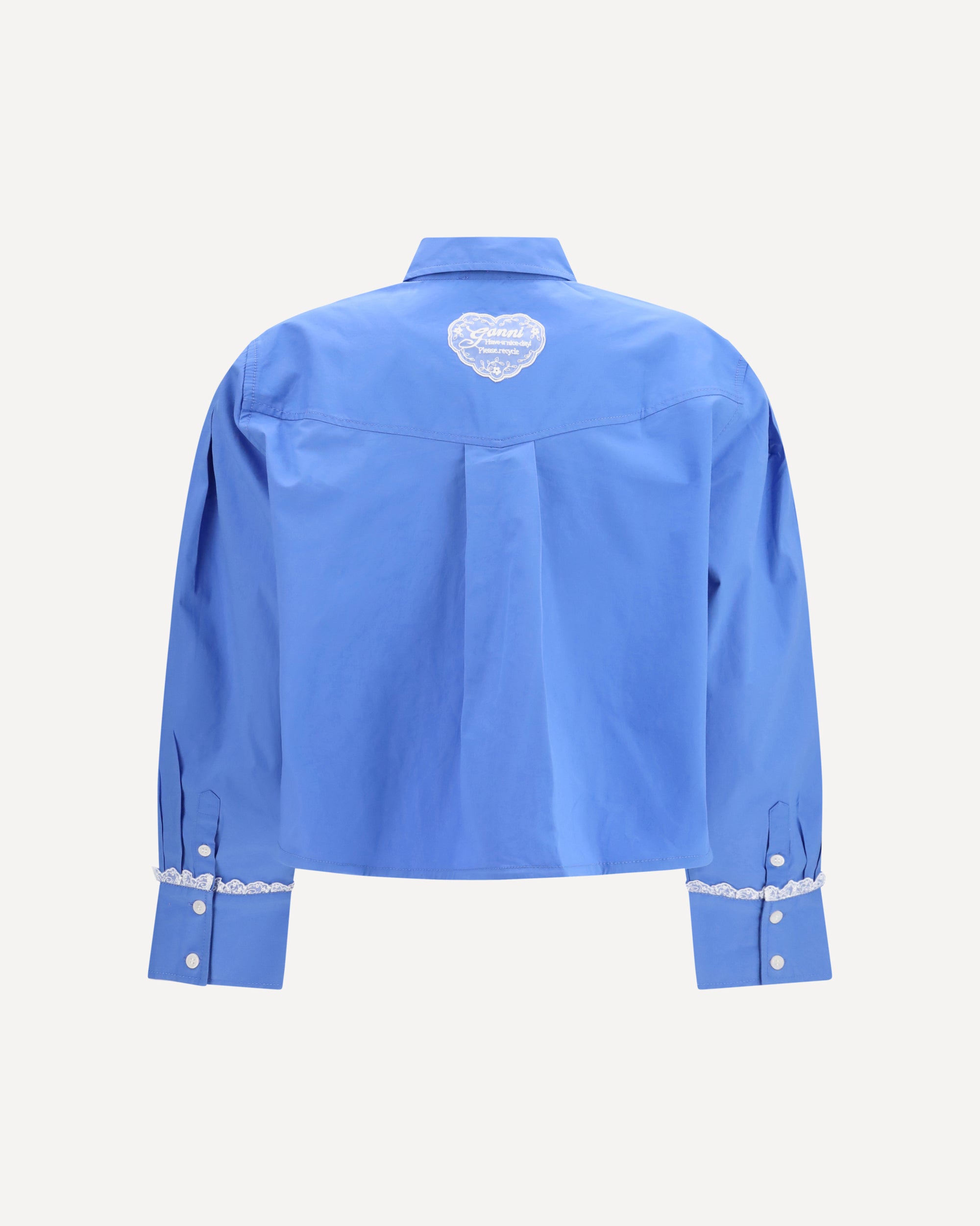 Ganni Cotton Shirt with lace details, view 2
