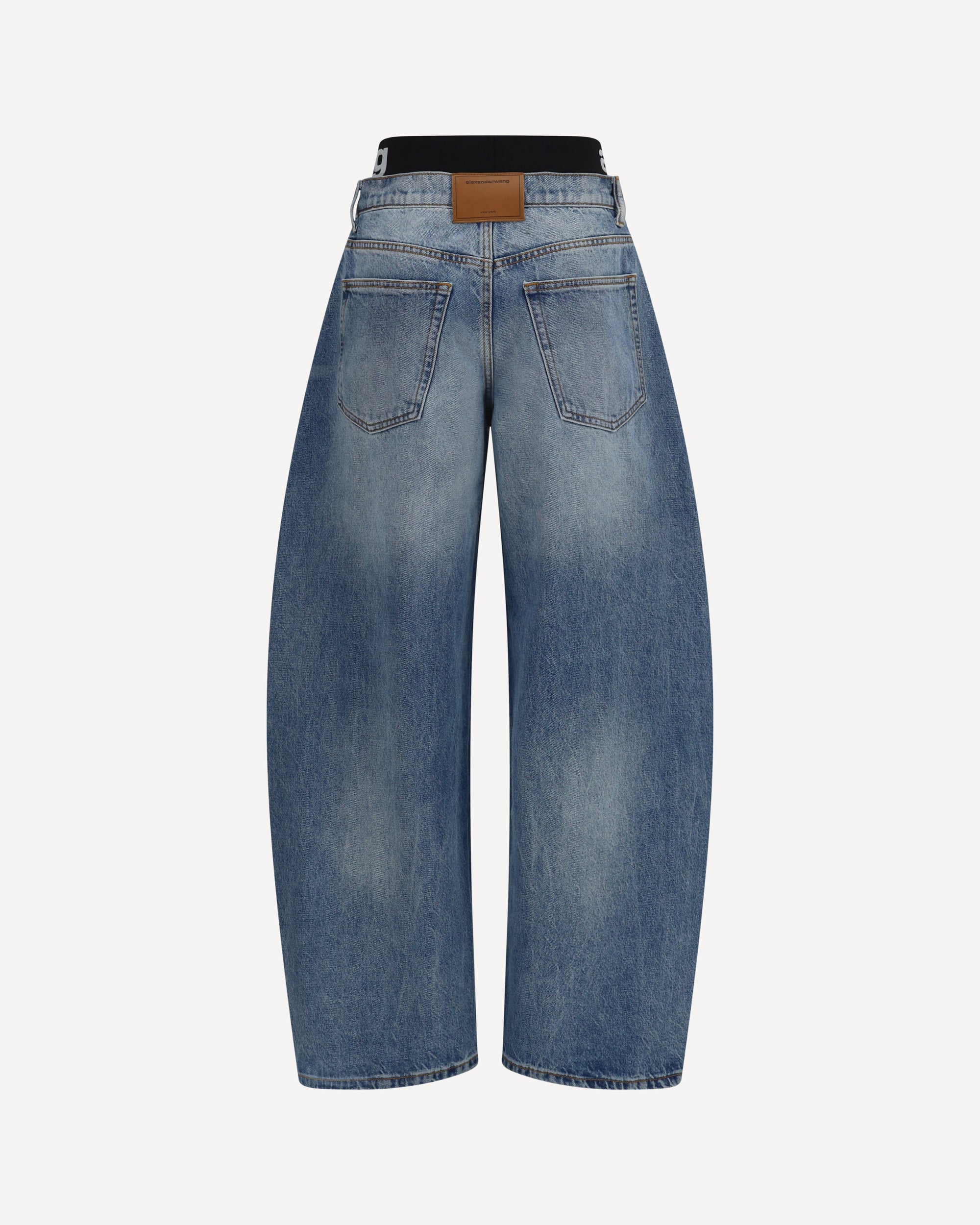 ALEXANDER WANG Layered belt logo-waist Jeans, view 2