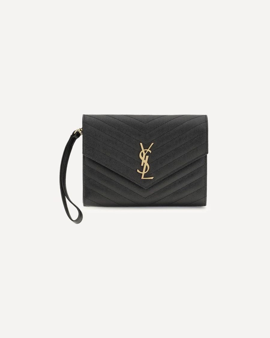 Saint Laurent Leather Clutch, view 3
