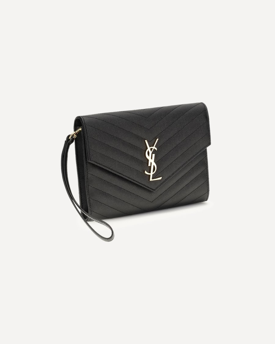Saint Laurent Leather Clutch, view 4