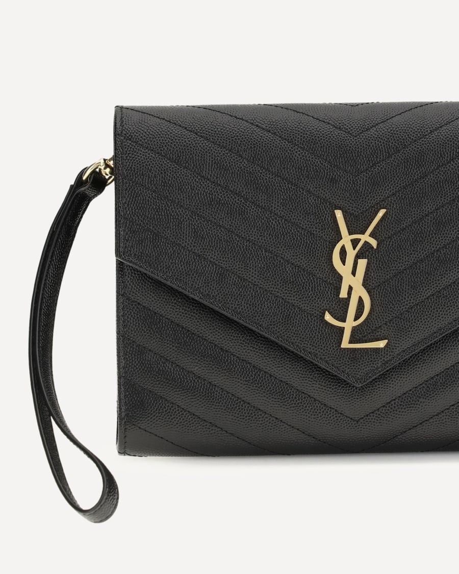 Saint Laurent Leather Clutch, view 6