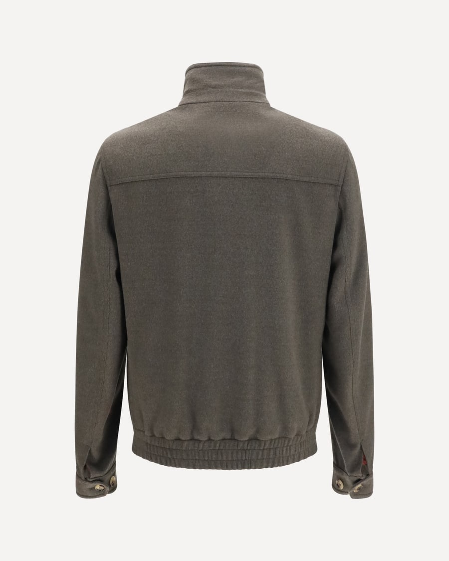 Brunello Cucinelli Wool zip Jacket with high collar, view 2