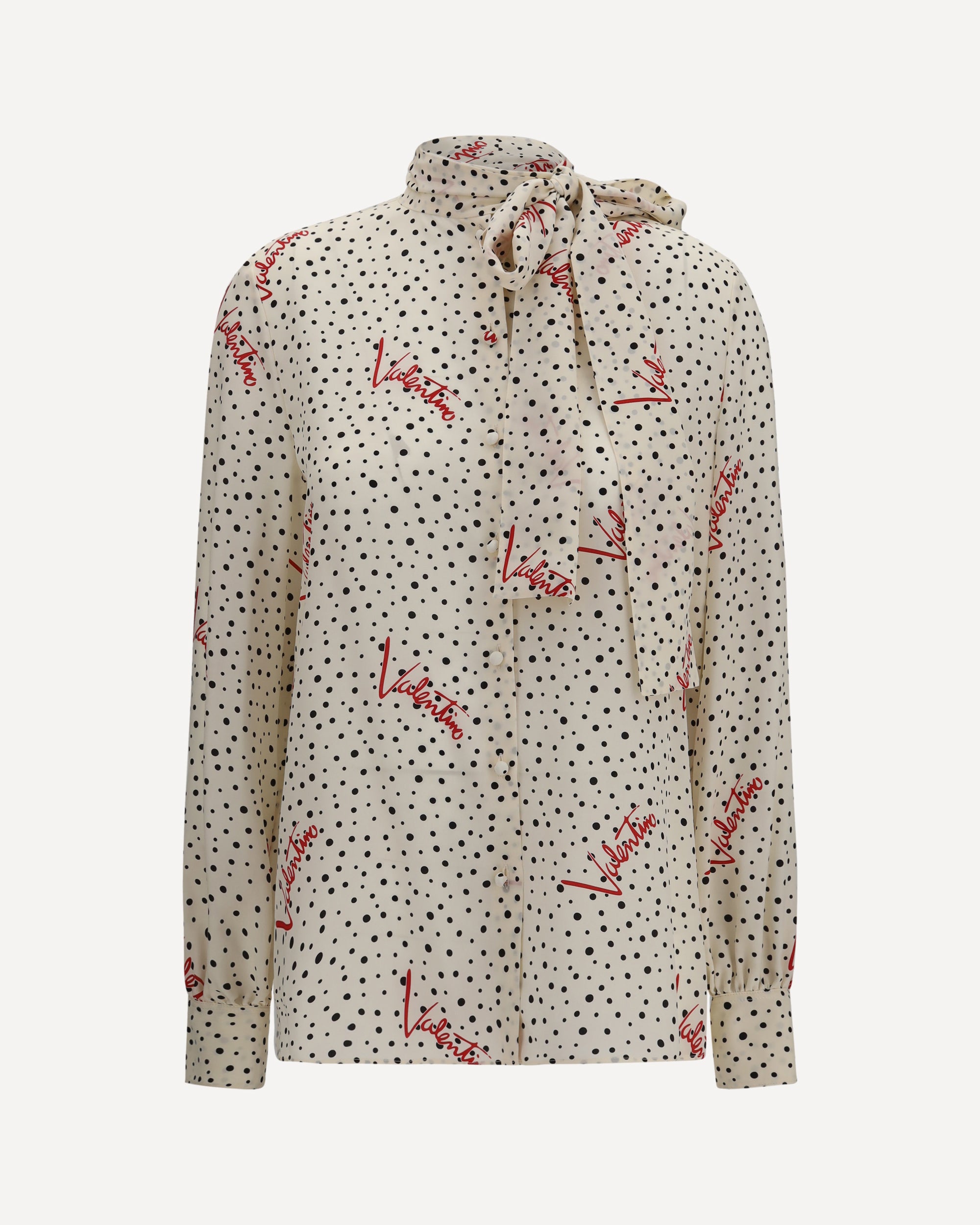 VALENTINO Crepe de chine bow-neck Shirt