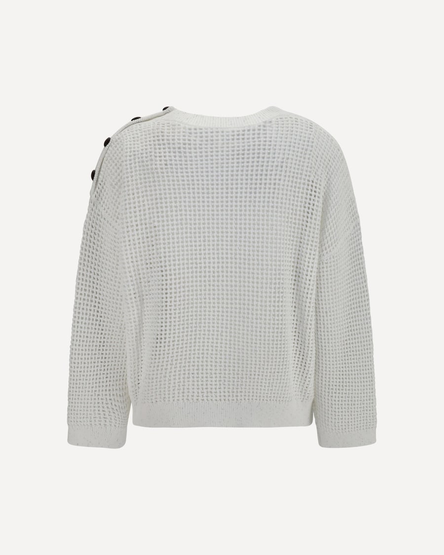 Brunello Cucinelli Openwork Sweater with shoulder buttons, view 2