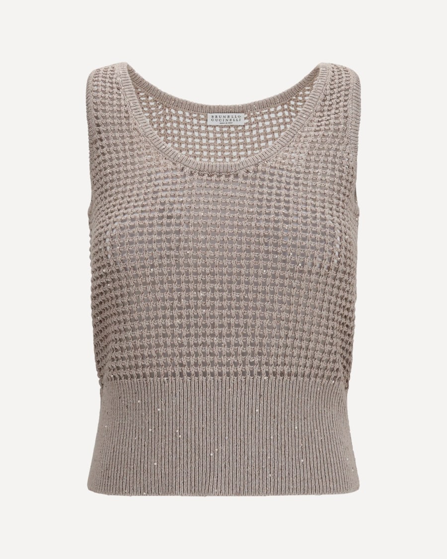 Brunello Cucinelli Perforated sequin Tank Top