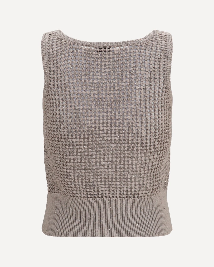 Brunello Cucinelli Perforated sequin Tank Top, view 2