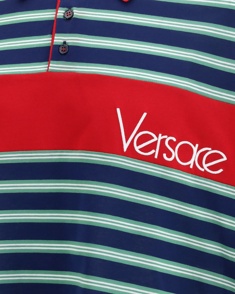 Versace Striped cotton Polo, view 5