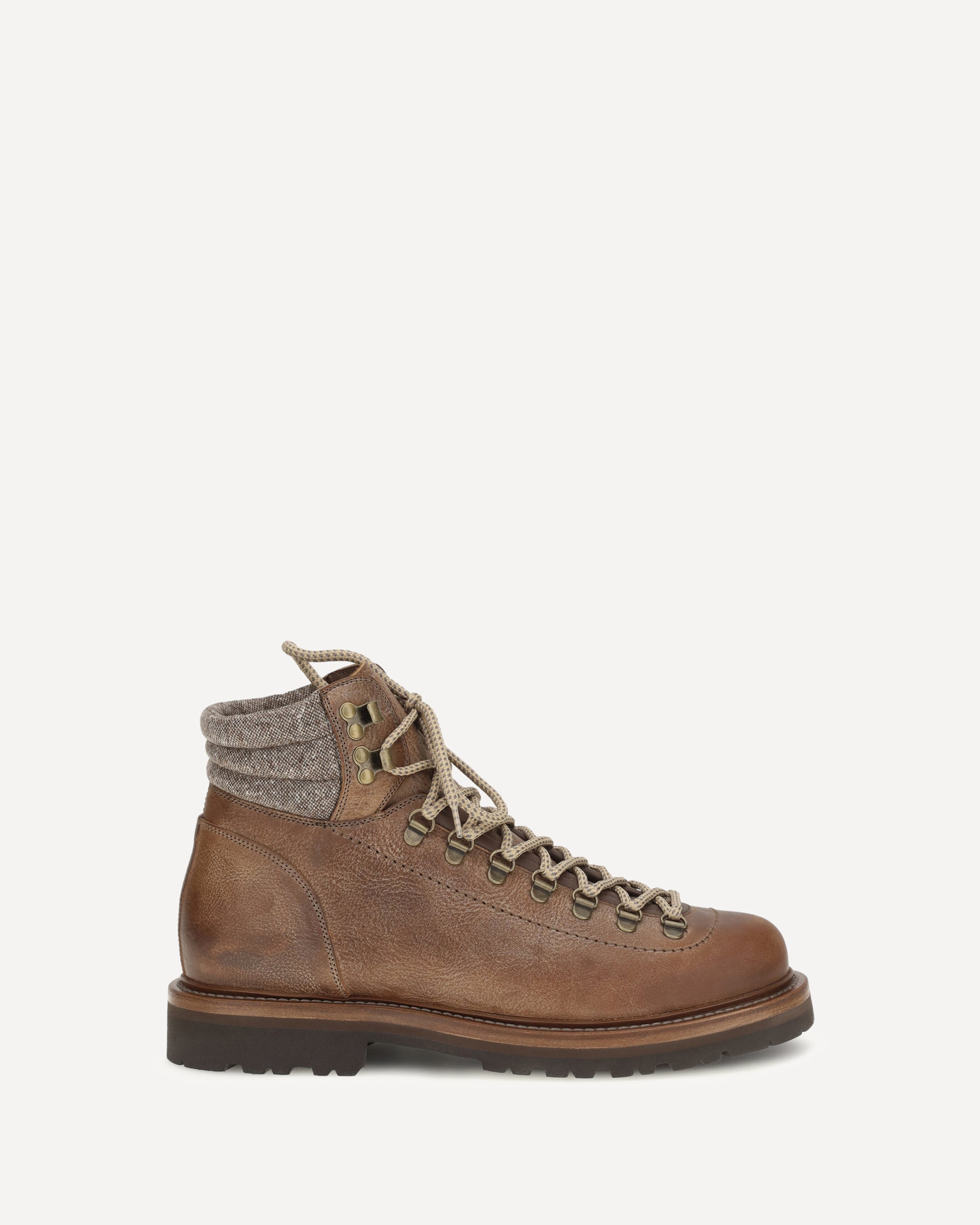 Brunello Cucinelli Mountain Boots in leather with wool and cashmere inserts