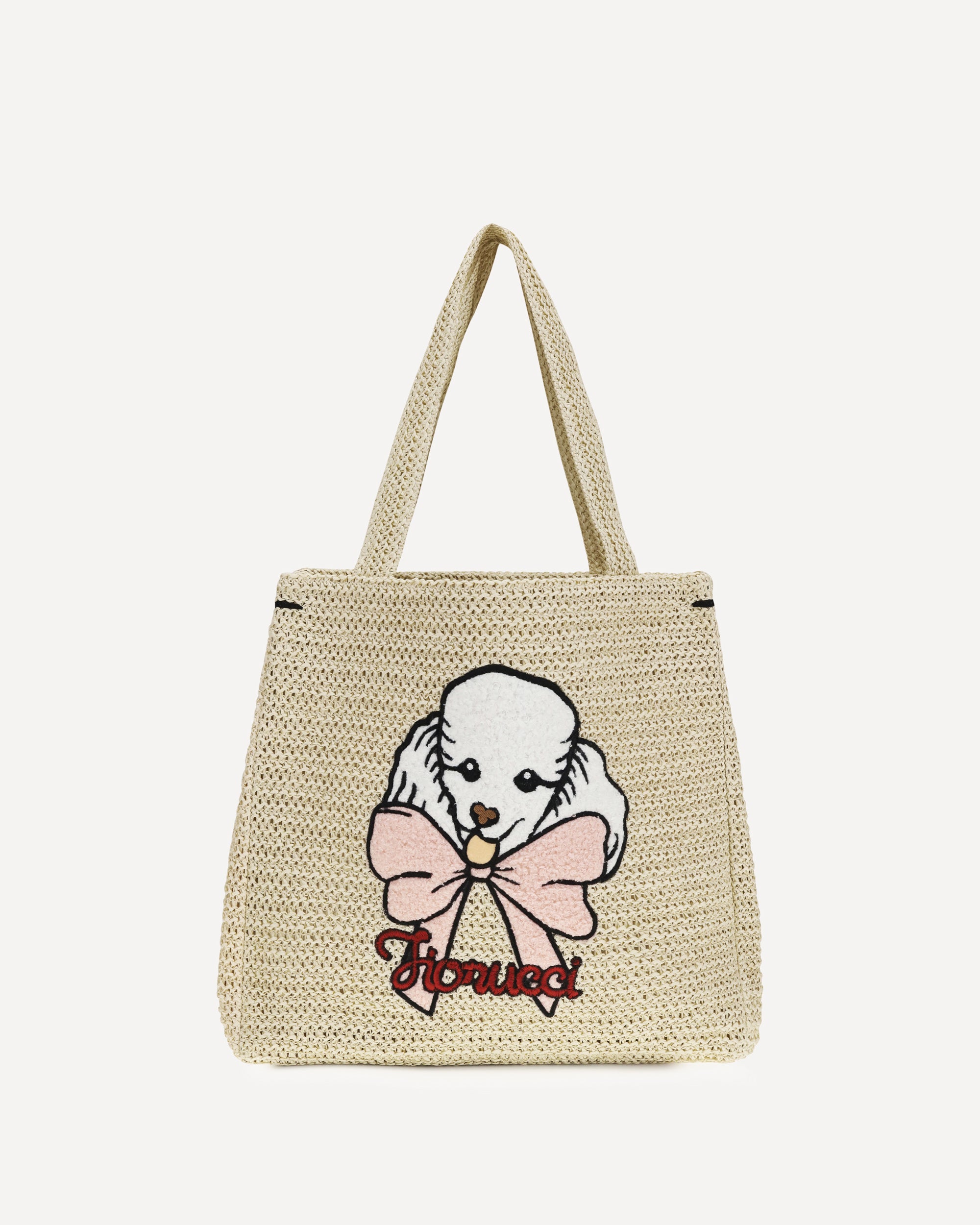 FIORUCCI Raffia Tote Bag with poodle