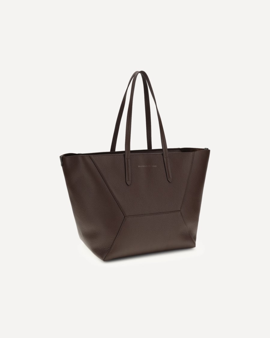 Brunello Cucinelli Leather Tote Bag, view 4