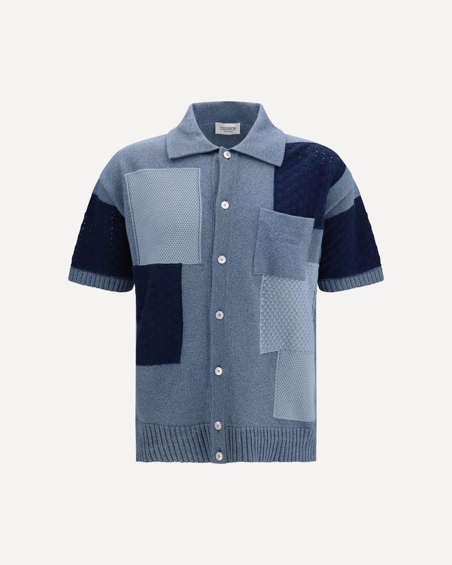 LANEUS Short-sleeve patchwork Cardigan