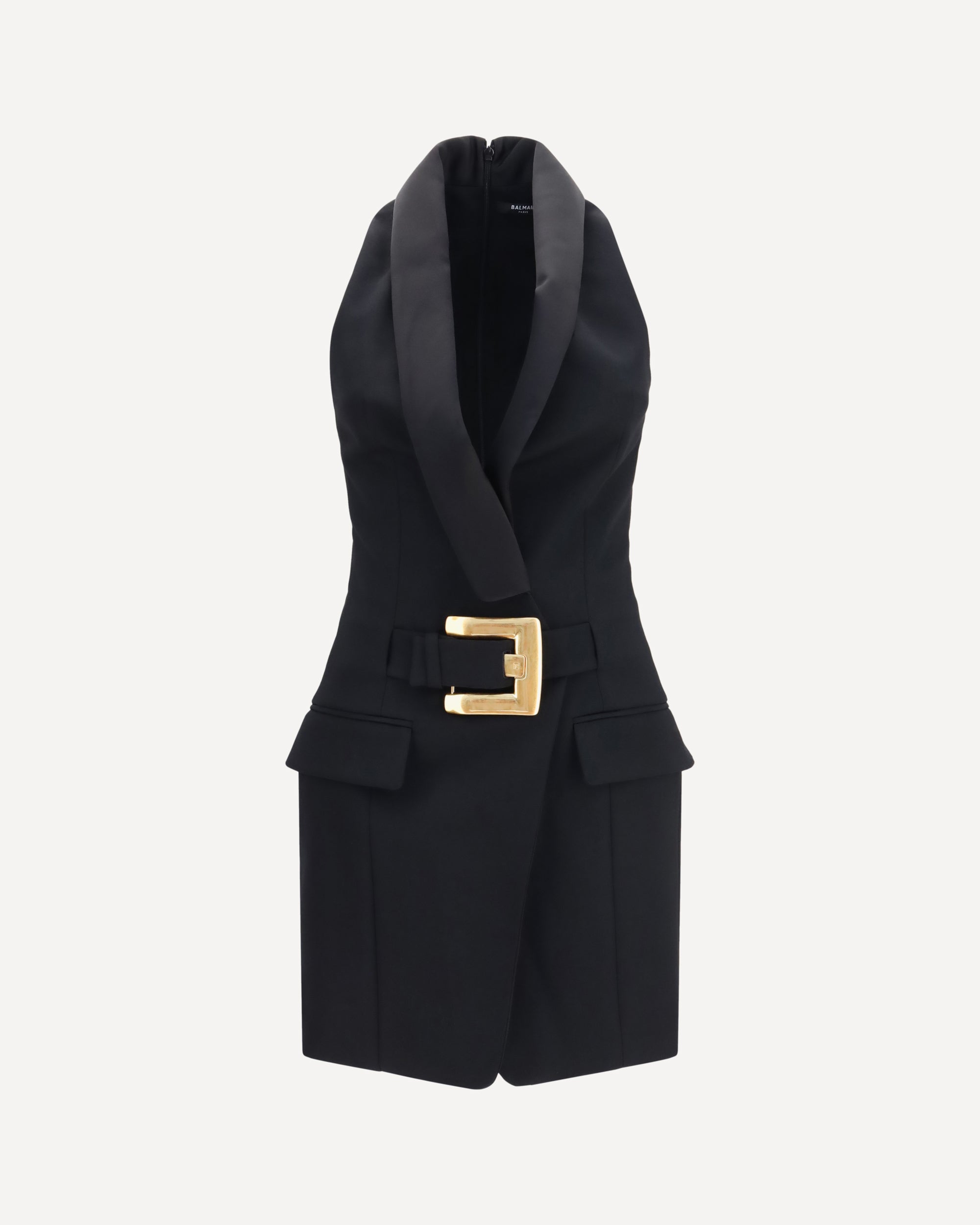Balmain Grain de poudre belted Dress