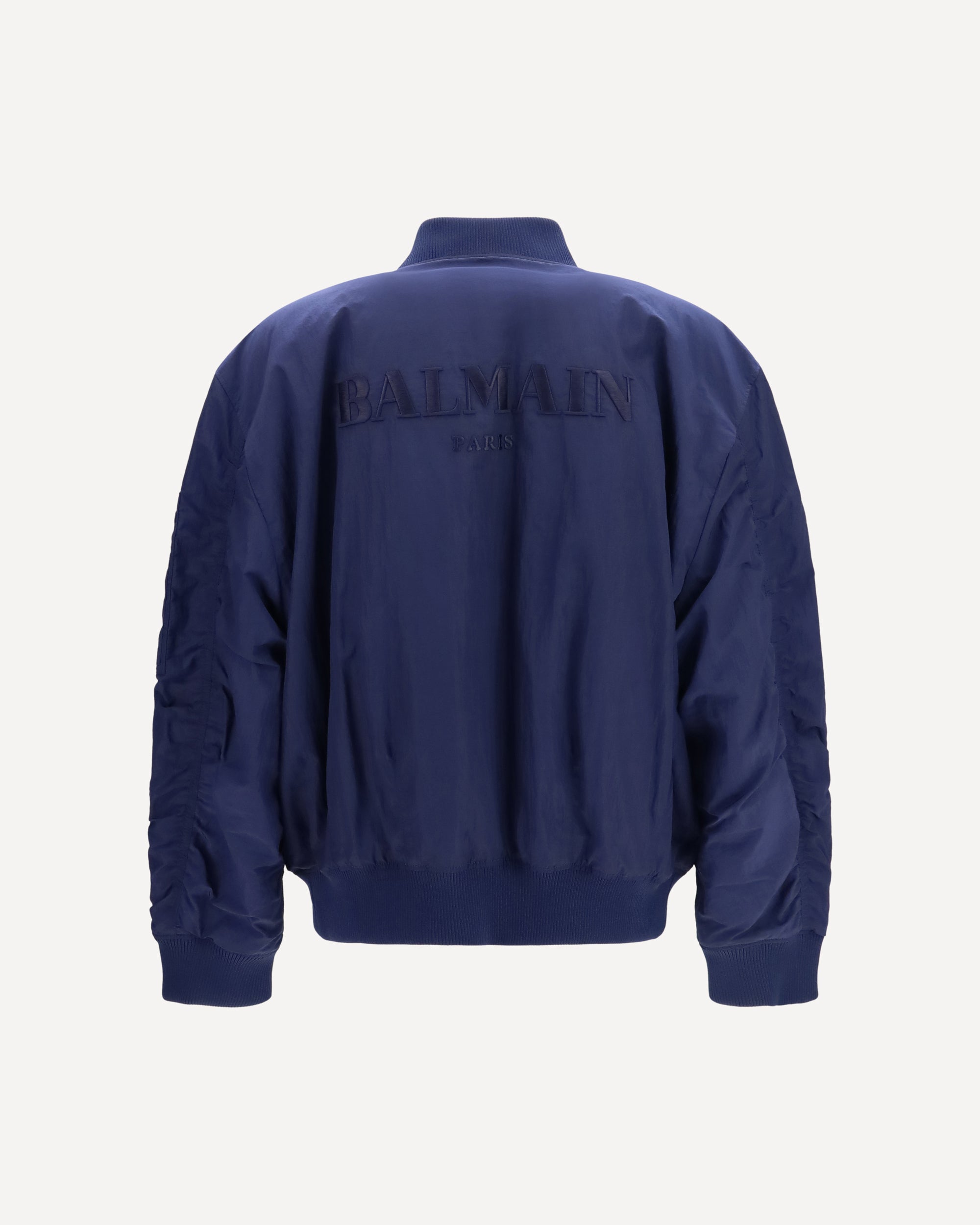 Balmain Nylon Bomber Jacket with embroidered back logo, view 2