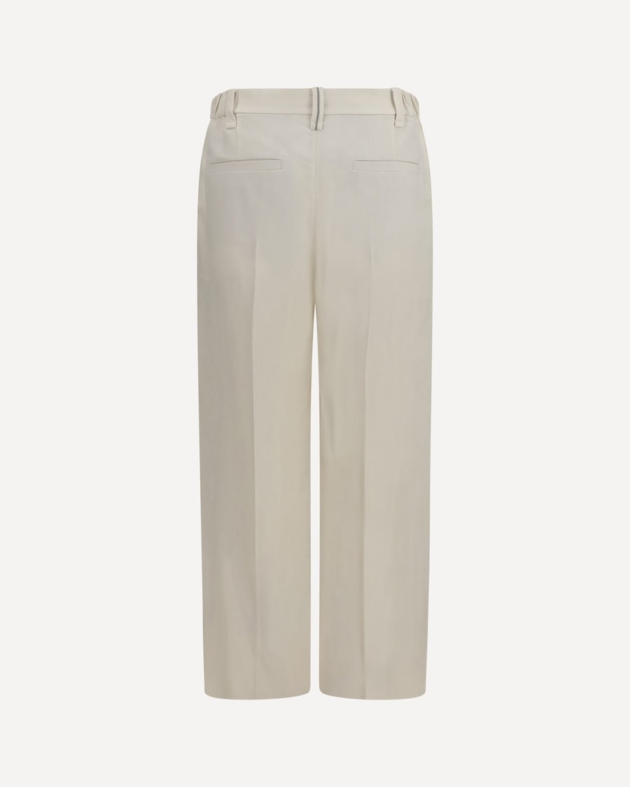 Brunello Cucinelli Cigarette Pants in fluid viscose and linen twill, view 2
