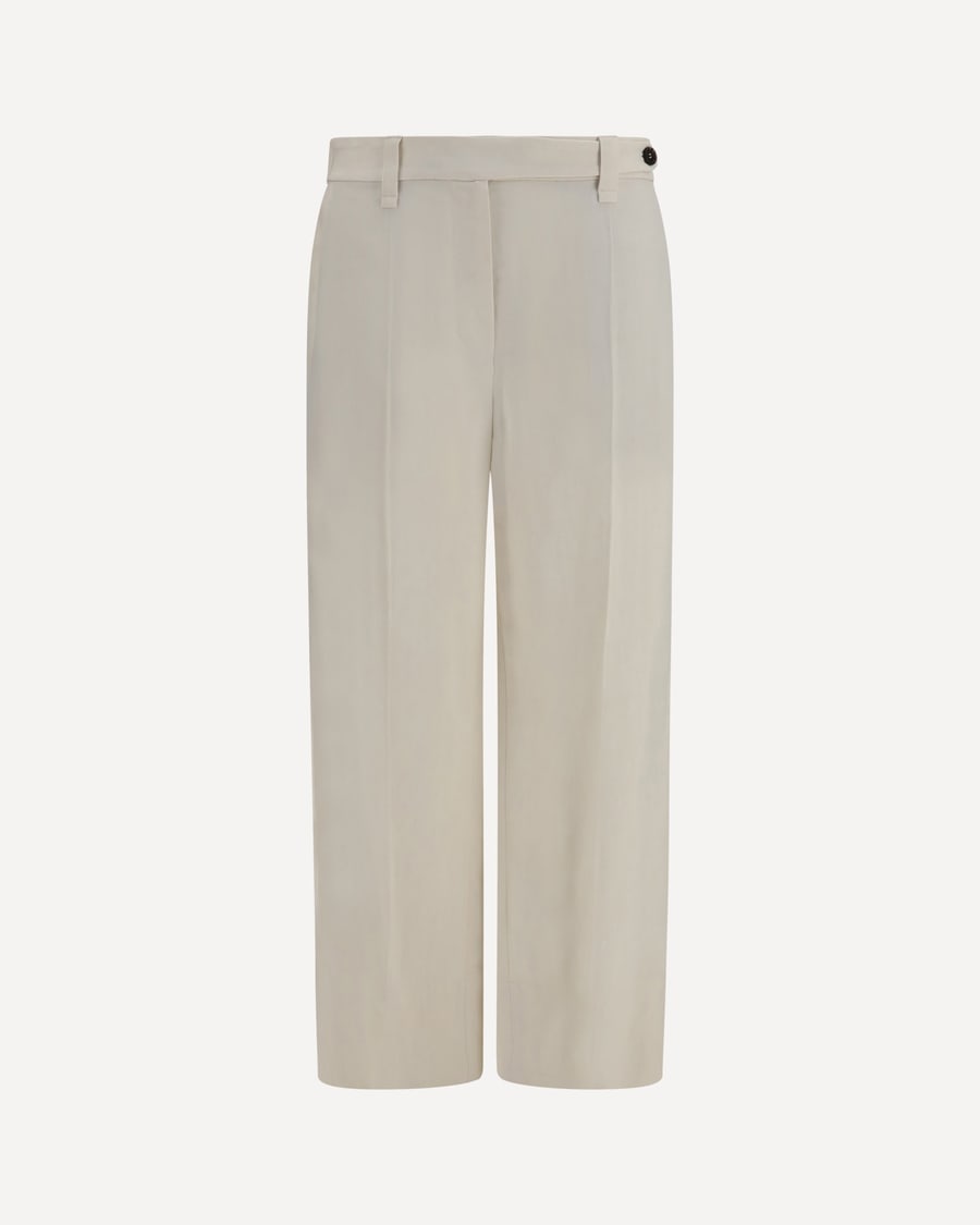 Brunello Cucinelli Cigarette Pants in fluid viscose and linen twill, view 3