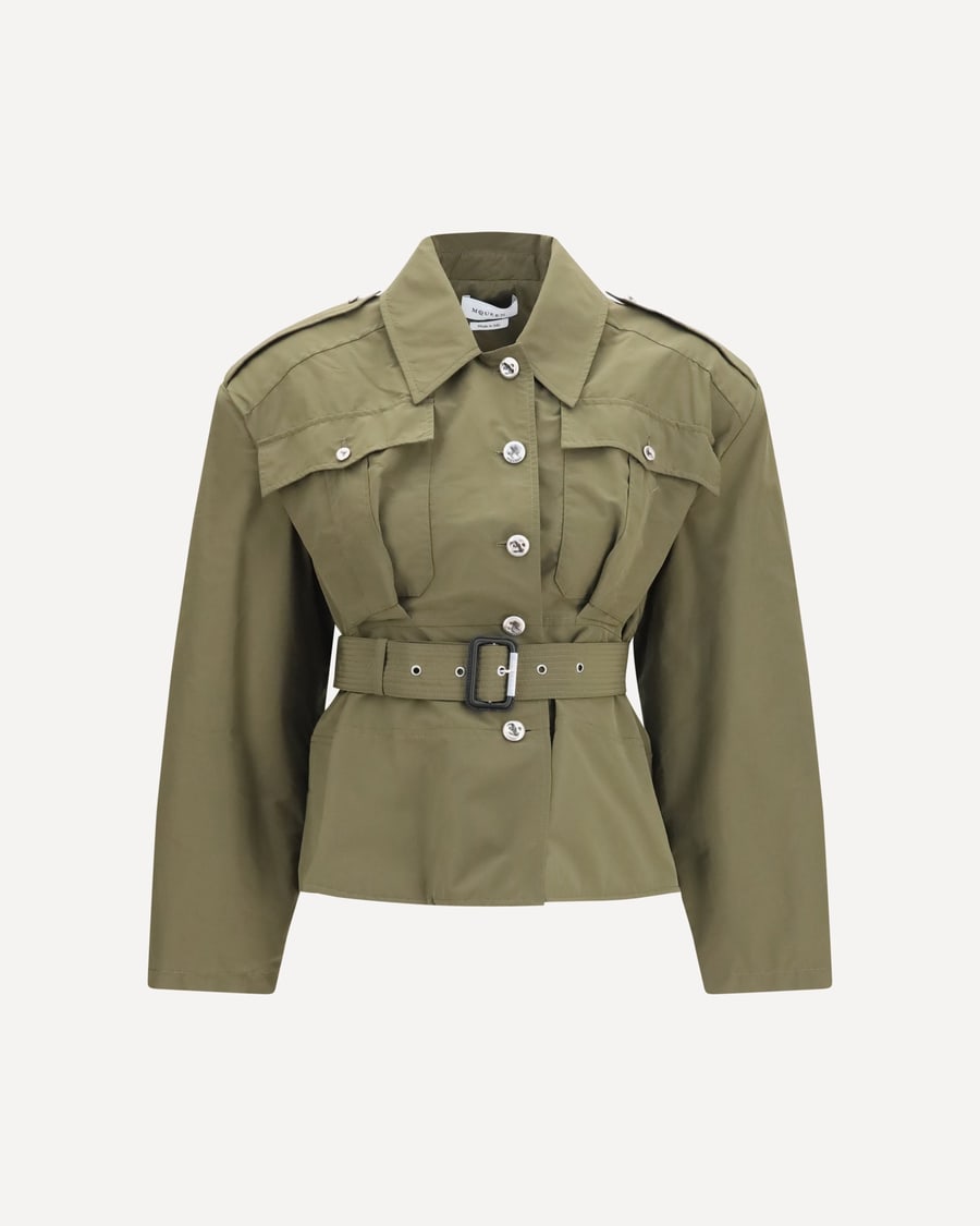 Alexander McQueen Cropped belted high-neck Jacket, view 3