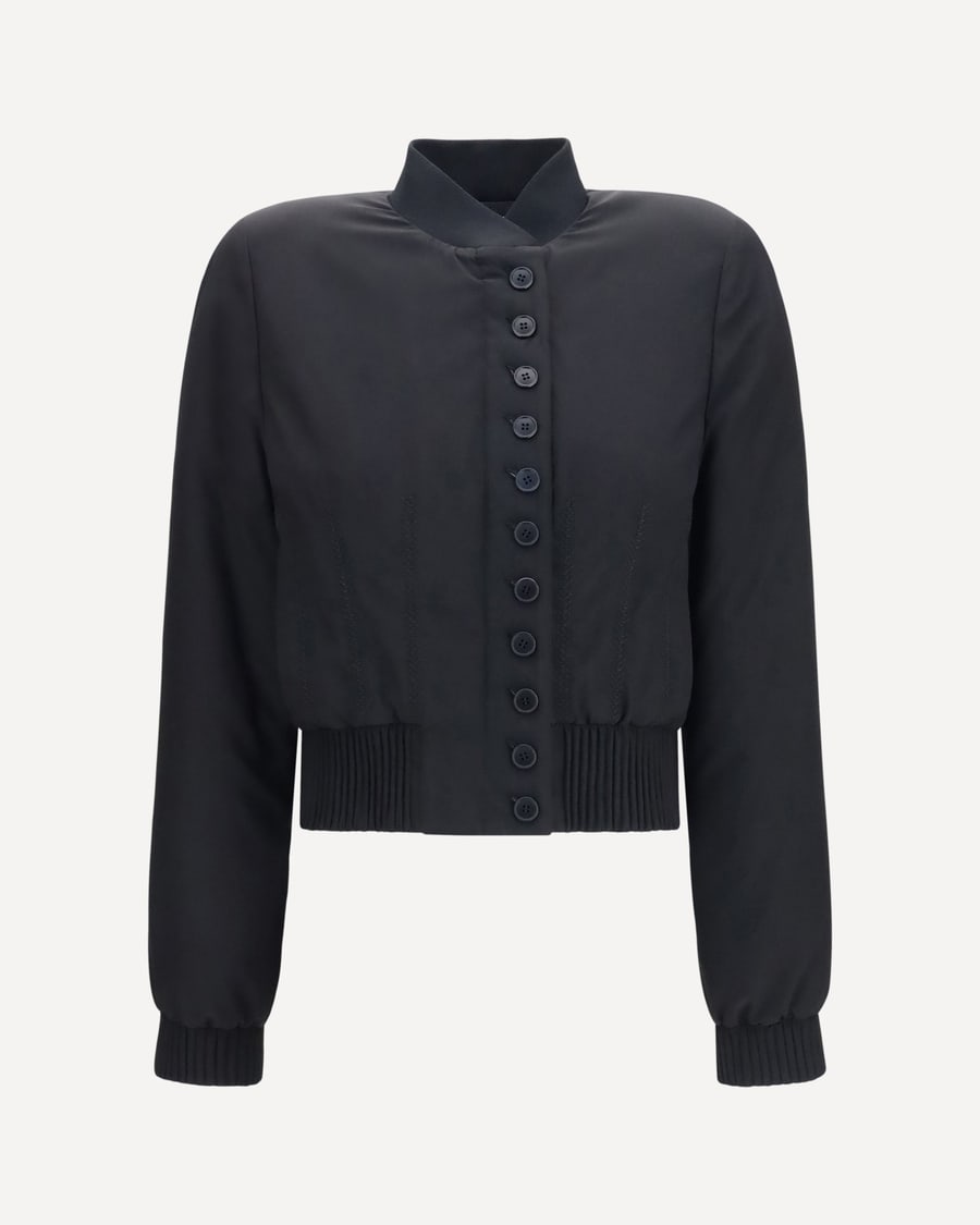 Alexander McQueen Buttoned Bomber Jacket with visible stitching