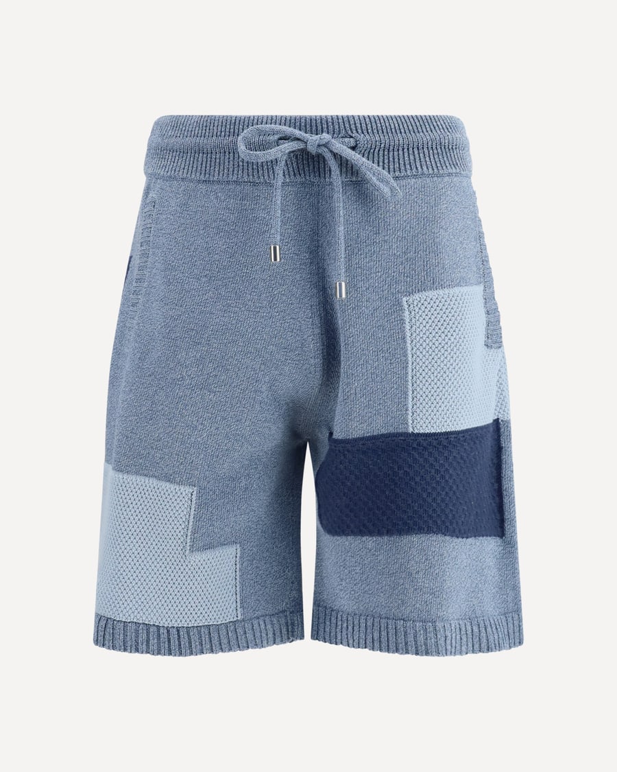 LANEUS Patchwork cotton knit Shorts, view 3