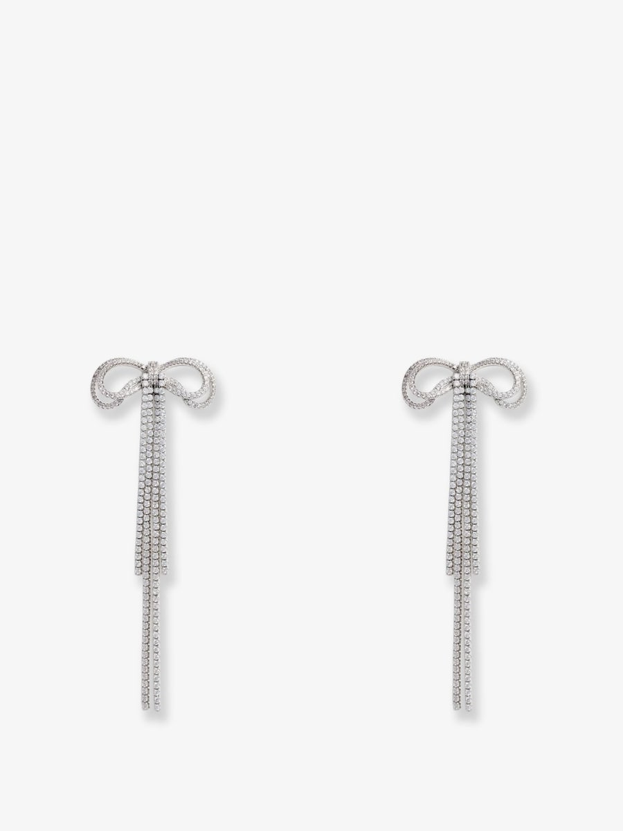 self-portrait Double Crystal Bow Earrings